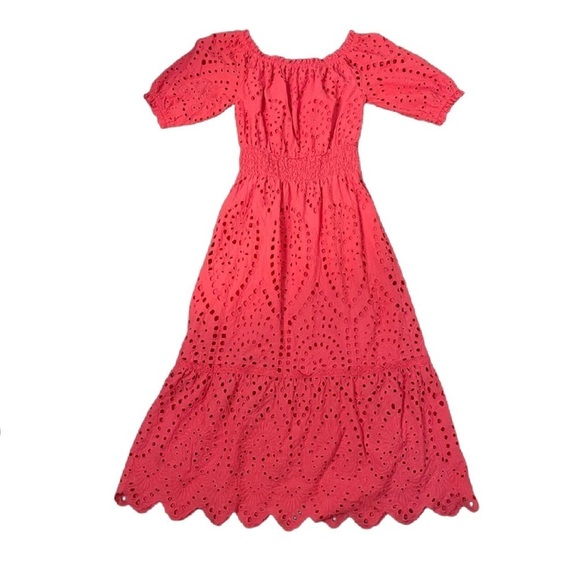 Betsey Johnson Women's Eyelet Off The Shoulder Midi Dress - Picture 1 of 7